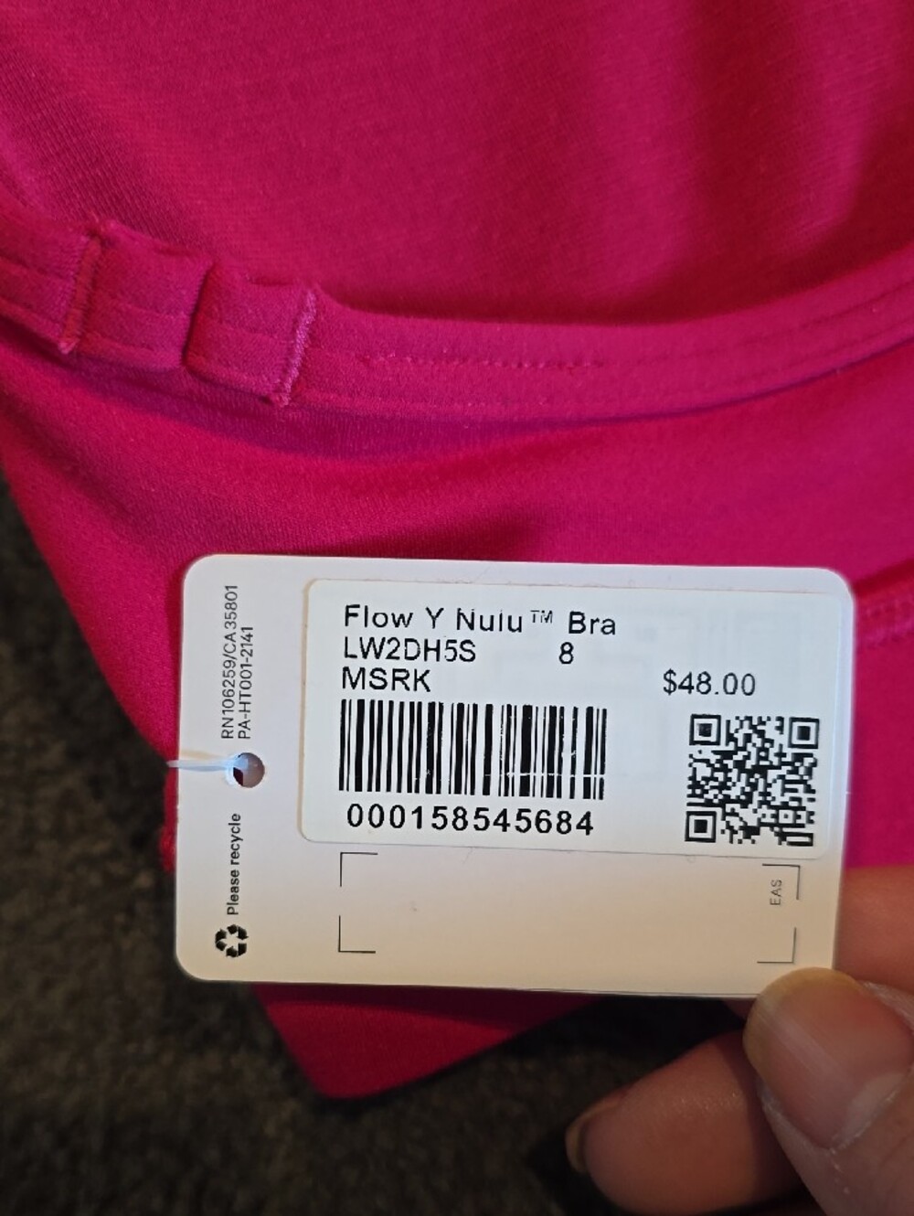 NWT lululemon athletica Bright Pink Thin-Strap Sports Bra - Picture 5 of 5